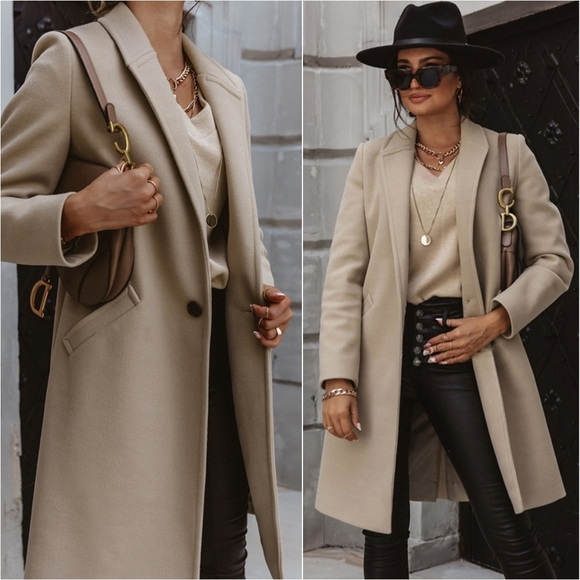 Harmony In Nature Jackets & Blazers - Timeless Elegance Longline Coat - Tan